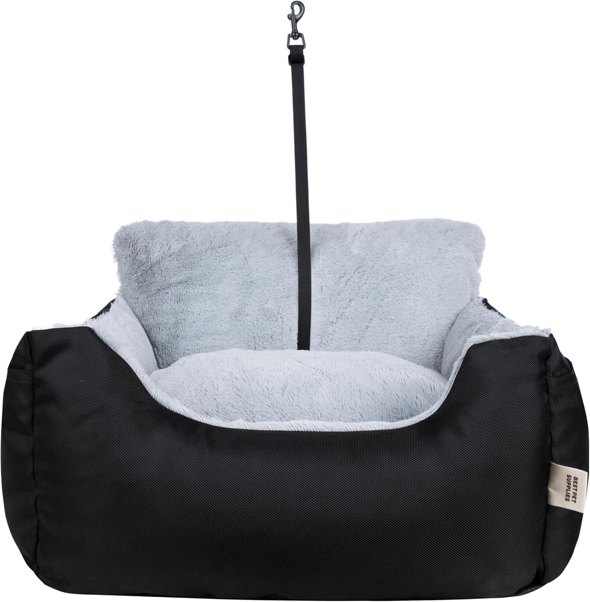 Best Pet Supplies Dog Pet Booster Seat, Dog Car Seats for Small Dogs & Medium Dogs, Soft Plush Cushion with Comfortable Bedding, Secure Straps, and Tall Pillow, Black