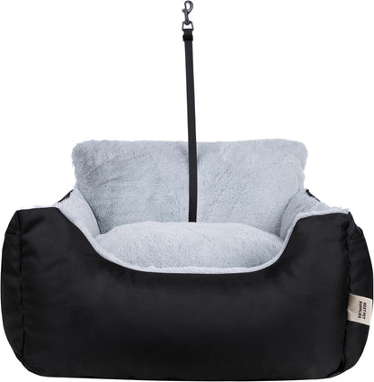 Best Pet Supplies Dog Pet Booster Seat, Dog Car Seats for Small Dogs & Medium Dogs, Soft Plush Cushion with Comfortable Bedding, Secure Straps, and Tall Pillow, Black