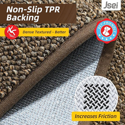 JSEI Dirt Trapper Door Mat 24"x36" Non-Slip Washable Entrance Mat, Dog Doormats, Absorbent & Fade-Resistant Floor Mats, Low Profile Welcome Mats for Entryway, Front Door, and Inside Entrance, Brwon