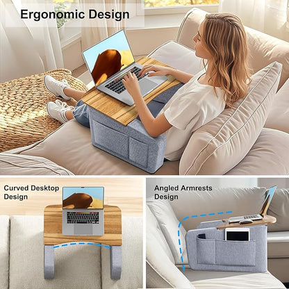 UPERGO Reading Pillow for Lap, Lap Desk Pillow with Arm Rest for Adult, Large Broad for Reading, Working, Gaming Crocheting Sitting in Bed Couch