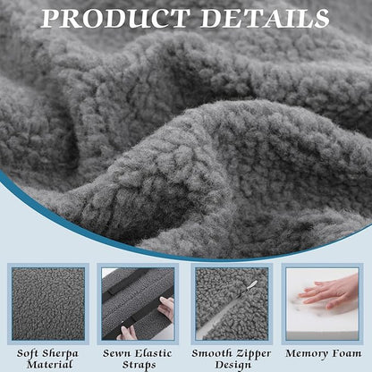 Queekay Health Large Half Moon Bolster Pillow for Legs, Knees, Lower Back and Head, Lumbar Support Pillow for Bed Sleeping Semi Roll for Ankle and Foot Comfort Washable Cover (Grey)
