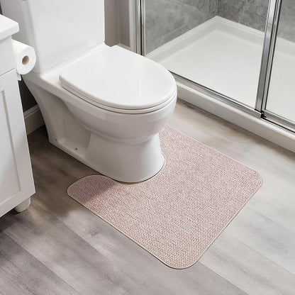 Bosap Toilet Rugs U Shaped Bathroom Rug,Machine Washable Non Slip Quick Dry Super Absorbent Ultra Thin Toilet Mats for Bathroom Toilet.Beige,1'8"x2'(20x24inch)