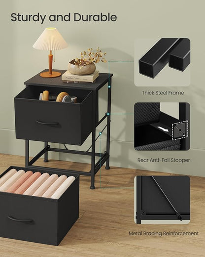 SONGMICS Dresser for Bedroom, Chest of Drawers, Nightstand, 2 Non-Woven Fabric