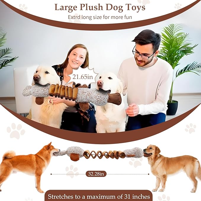 Squeaky Dog Toys, Interactive Tug of War Puppy Toys, Funny Plush Dog Chew Toys, Stuffed Dog Toys for Small,Medium and Large Dogs - Platypus