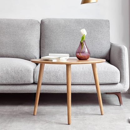 Vadisun Small Oval Coffee Table, 33.5" Mid Century Modern Coffee Table for Living Room, 100% Solid Oak Wood Side Table, Center Table (Original Wood Color, 33.46''Wx22.83''Dx15.74''H)