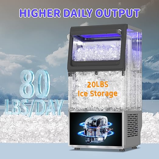 Commercial Nugget Ice Maker 80Lbs/24H
