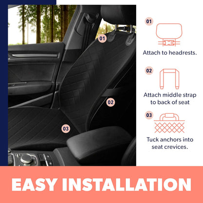 Active Pets Dog Car Seat Cover, Waterproof Front Seat Protector for SUV Truck Sedan, Pet Safety Travel Comfort System with Universal Fit, Black