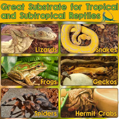 Halatool 10 LB Coconut Chips Substrate for Reptile, 72QT Natural Coconut Husk Coco Cypress Mulch Aquarium Terrarium Bedding for Corn Snake Ball Python Tortoise Frog Gecko Hermit Crab Reptile Tank
