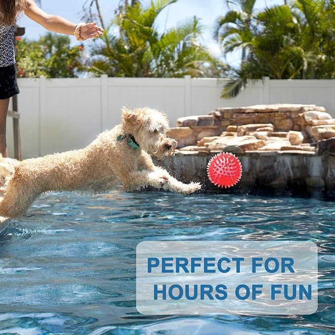 Beieverluck 12 Pack 3.5 Inch Squeaky Dog Toy Balls Spikey Dog Balls Large Dog Chew Toys for Medium Large and Small Dogs for Aggressive Chewers,4 Colors