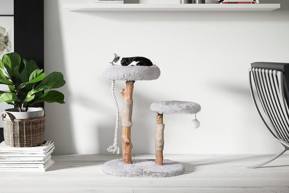 MAU Modern Cat Tower - Wooden Cat Scratching Tree & Condo - Luxury Collection - Cat Lovers Gift