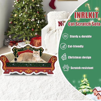 Luxury Cardboard Cat Scratcher Sofa Bed Couch Shaped Cat Scratching Board, Cat Scratch Lounge with Catnip,Cat Scratcher for Indoor Cats(Xmax)