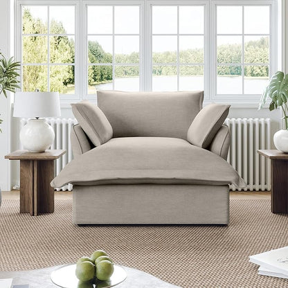 Lopzeho Oversized Cloud Modular Sectional Sofa, Comfy Down Filled Cloud Couch with Removable Cover, Deep Seat Armchair, Single Sofa Chair, Sectional Couches for Living Room, Light Gray