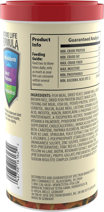 TetraColor Tropical Flakes, Color Boosting Fish Food, Nutritionally Balanced Diet for Tropical Fish, 7.06 oz