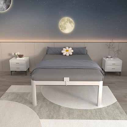 ITIMIDI 16 Inch White Twin Bed Frames No Box Spring Need, Metal Platform Bed Frame Twin Size, Heavy Duty Steel Support 3500 LBS, Noise Free, Easy Assembly