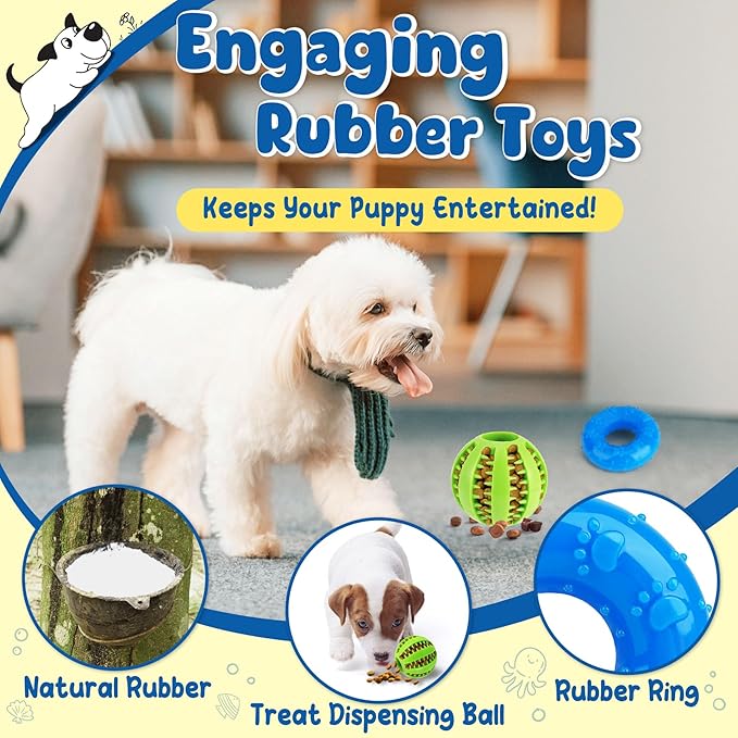 KIPRITII 9-Pack Interactive Puppy Dog Toys for Small Dogs No-Stuffing Squeaky Octopus-Shaped Toy, Cute Plush & Engaging Chew Toys for Puppy Teething to Keep Them Busy