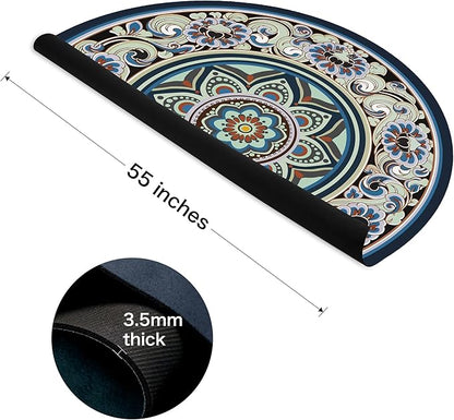 Knsbk Large Round Yoga Mat 4.6'X3.5mm for Exercise Premium Extra Thick, Ultra Comfortable, Non Slip, Meditation Mat