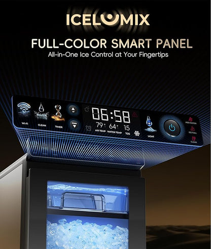 ecozy Smart Nugget Ice Maker Countertop, First Full-Color Smart Panel Ice