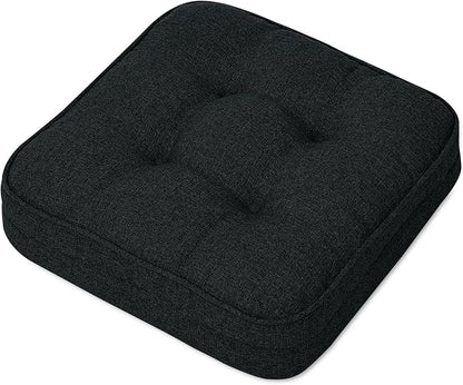 GOFORIT Memory Foam Seat Cushion，Kitchen Chair Cushions for Dining Chairs,Non-Slip Chair Pads with Removable Cover, 16'' x 16'', Black