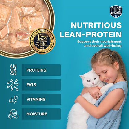 Pure Cravings Salmon and Sardine Pate, Canned Wet Cat Food, 100% Mercury-Tested, Moist Can Fish, Grain-Free Protein, Non-GMO, 12 Pack