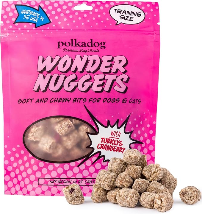 Polkadog Wonder Nuggets – Soft & Chewy Dog Treats with Turkey & Cranberry – Healthy, Limited Ingredient Training Treats for All Dog Breeds and Ages – Natural, Made in USA – 10 oz