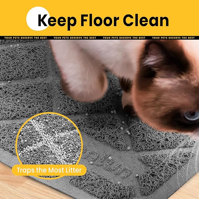 Conlun Cat Litter Mat Litter Trapping Mat, 35" x 23" Premium Durable PVC Grid Mesh with Scatter Control, Non-slip, Less Waste Cat Litter Box Mat, Soft on Kitty’s Paws, Urine Waterproof