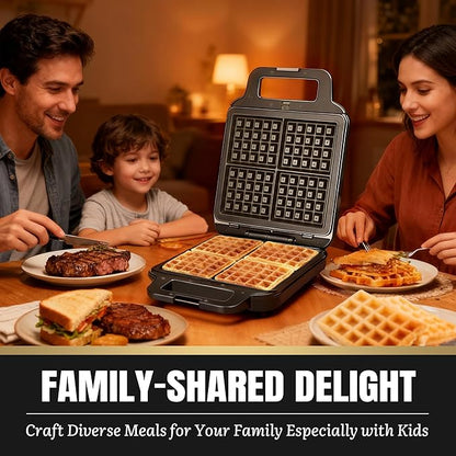 Belgian Waffle Maker with Removable Plates, Waflera Electrica, Large Waffle Iron
