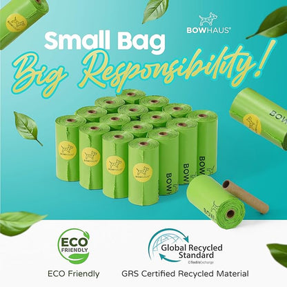 Lavender Scented Dog Poop Bags w/Dispenser, 80% PCR Eco-Friendly Materials, 9” x 13” Extra Thick Leak Proof Waste Bag for Pet, Doggy Bag Refill Rolls, Versatile Dog Waste Bags, 600 Counts