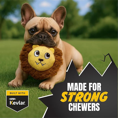 Bite Force -Durable & Strong Dog Toy Mighty Leo with Squeaker, Kevlar-Reinforced for Aggressive Chewers for Small Medium Large Dogs - Yellow.