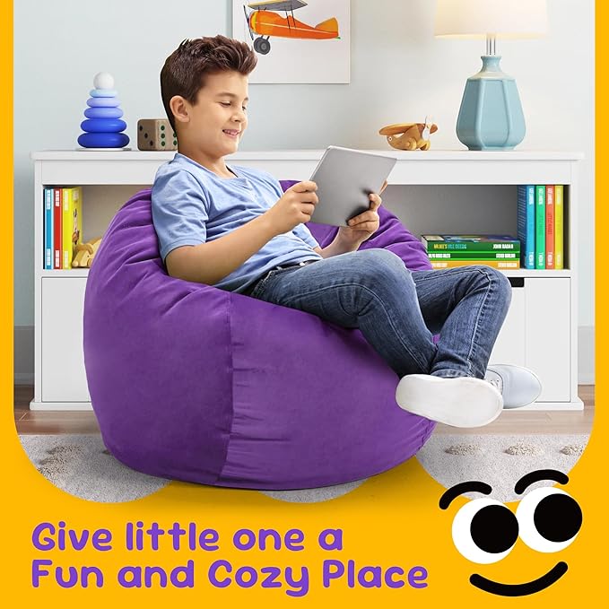 Hobestluk Bean Bag Chairs 2.5FT Bean Bag Chair with Memory Foam Filled & Machine Washable Cover,Beanbag Chair, Small Bean Bag Chairs for Playroom, Living Room, Bedroom