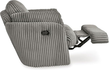 Signature Design by Ashley Tie-Breaker Swivel Glider Recliner, 2 Bolster Pillows, Hidden Storage, Fabric Upholstery, 41.38" W x 40.25" D x 39.75" H, Light Gray