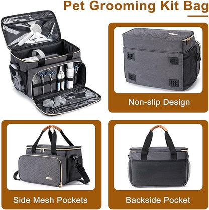 Dog Grooming Vacuum Bag, Pet Grooming Kit Bag Perfect for Dog Hair Vacuum & Grooming Tool Kit Accessories- Grey