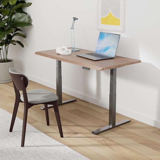 Vari ComfortEdge 60x30 Inch Adjustable Electric Standing Desk – Sit Stand VariDesk with Memory Presets, Sloped Edge, 200 LB Capacity + Tool-Free Assembly (Walnut)