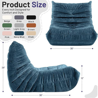 HABUTWAY Bean Bag Chair, Giant Bean Bag Chairs for Adults, Bean Bag Sofa with Filler Faux Fur, Memory Foam Bean Bag Couches Fireside Lazy Sofa for Living Room, Bedroom, Office (Navy Blue)