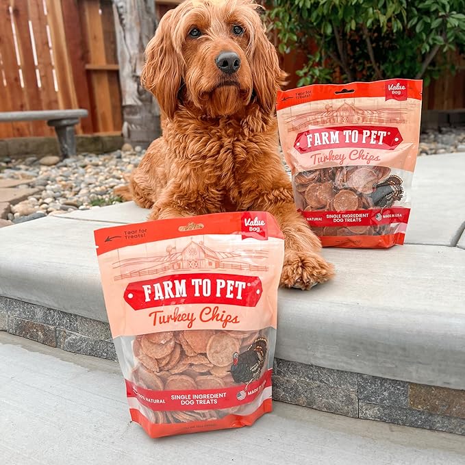 Farm To Pet Dog Training Treats, Healthy Turkey Dog Treats - 12 oz, Crunchy, Single Ingredient, All Natural Turkey Chips, Easy to Digest, Great for Dogs with Chicken Allergies, Made in USA