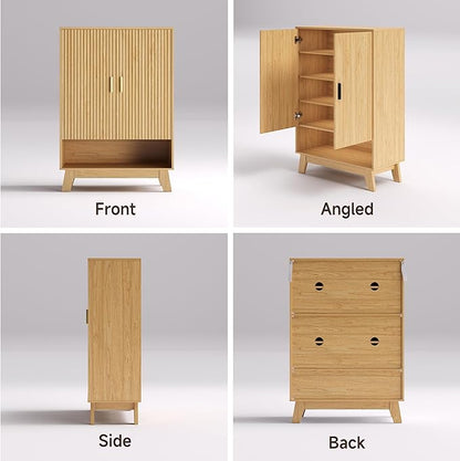 4-Tier Fluted Shoe Cabinet