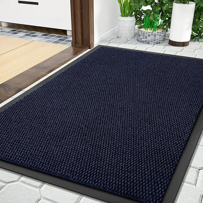 Yimobra Doormat Outdoor Indoor Entrance 36 x 24, All-Season All-Weather Front Door Mat, 100% Waterproof Welcome Matt for Floor Garage Outside Entry, Stain and Fade Resistant,Navy Blue