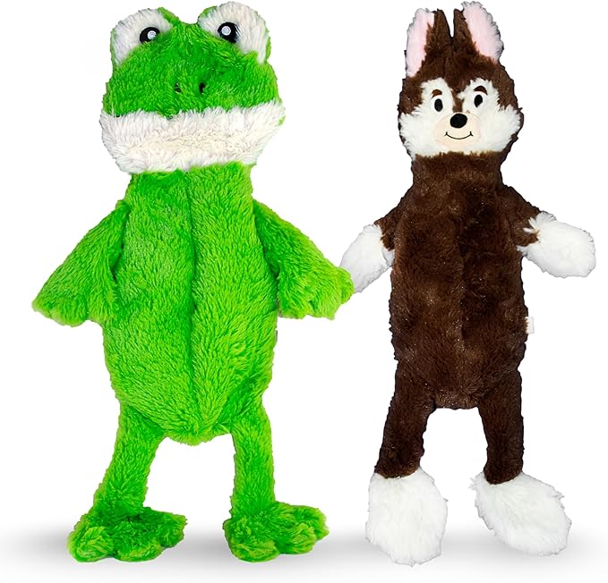FGA MARKETPLACE Frog-Fox Flat NO Stuffing NO Squeak Plush Dog Toy, Funny Style Will Entertain Your Pet for Hours, Recommended for Small and Medium Dog 21 INCH Long
