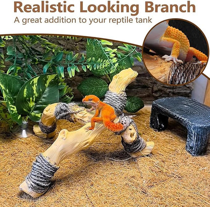 Tfwadmx Snake Climbing Branch, Reptile Climbing Decor Resin Reptile Climbing Wood Branches, Gecko Tank Branches Decor for Lizards, Tarantulas, Hermit Crab, Frogs