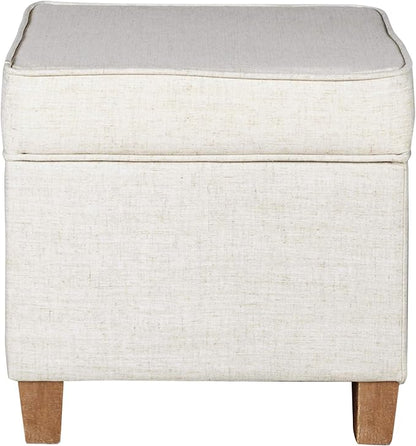 Homepop Home Decor | K7342-F2067 | Classic Square Storage Ottoman with Lift Off Lid | Ottoman with Storage for Living Room & Bedroom, Cream Woven