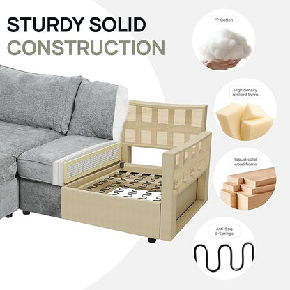 Oversized Modular 8 Seater Sofa with Removable Covers and Storage, Convertible U, L-Shaped and Sleeper Sectional, Modern Sectional Couch with Ottoman Chaise for Living Room, Bedroom, Apartment, Gray