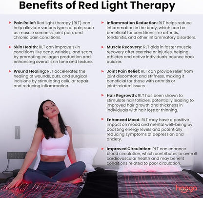 hooga Red Light Therapy Blanket, Full Body Near-Infrared Triple Chip LED Pod with Timer & Pulse Functionality, 2680 LEDs for Pain Relief, Energy Boost, Sleep Improvement, Muscle Recovery & Wellness
