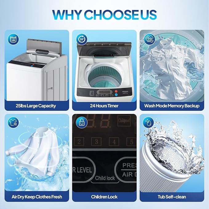 ROVSUN 3.5CuFt Portable Clothes Dryer and 25LBS Full-Automatic Washing Machine