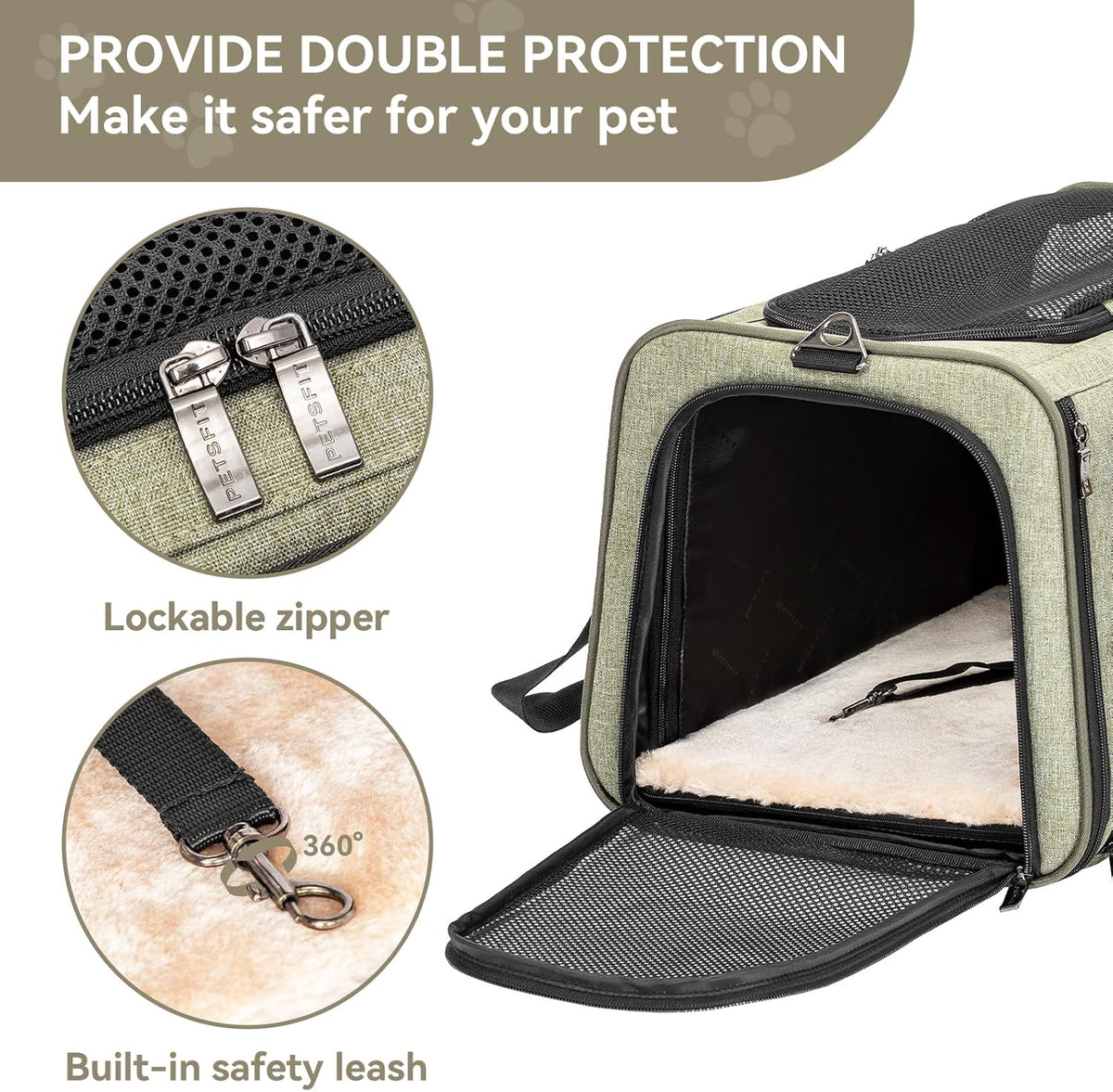 Petsfit Expandable Rabbit Carrier Small Cat Carrier Airline Approved, 16X10X9 Inches Soft-Sided Portable Small Animal Travel Bag for Kitten/Puppy/Bunny/Guinea Pig