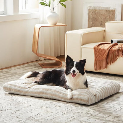 FURTIME Washable XL Dog Bed for Extra Large Dogs, Deluxe Dog Crate Beds | Comfy Fluffy Kennel Pad Anti-Slip Pet Sleeping Mat, Machine Washable Dogs Pillow, 40"x27"x3.5", White