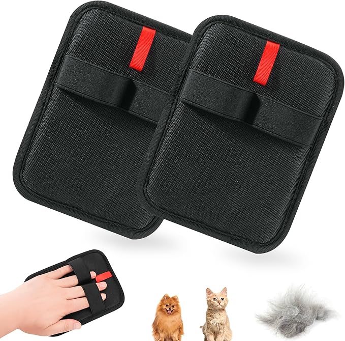 Pet Hair Removal Glove - Reusable Electrostatic Dog/Cat Hair Remover Mitt & Pet Grooming Gloves for Couch, Carpet, Furniture - Upgraded Electrostatic Dog Tool (2 PCS)