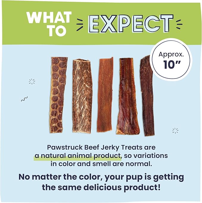Pawstruck Premium Beef Jerky Dog Treat Chews, Large 10" Strips – Supports Hip & Joint Health, Rich in Glucosamine & Chondroitin, No Added Preservatives – 15 Count