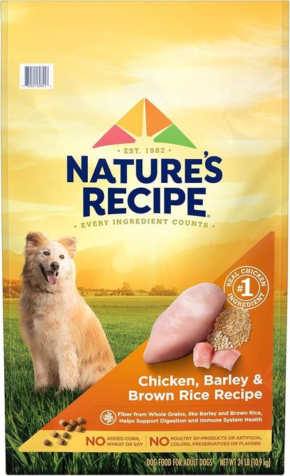 Nature′s Recipe Chicken, Barley & Brown Rice Recipe Dry Dog Food, 24 lb. Bag