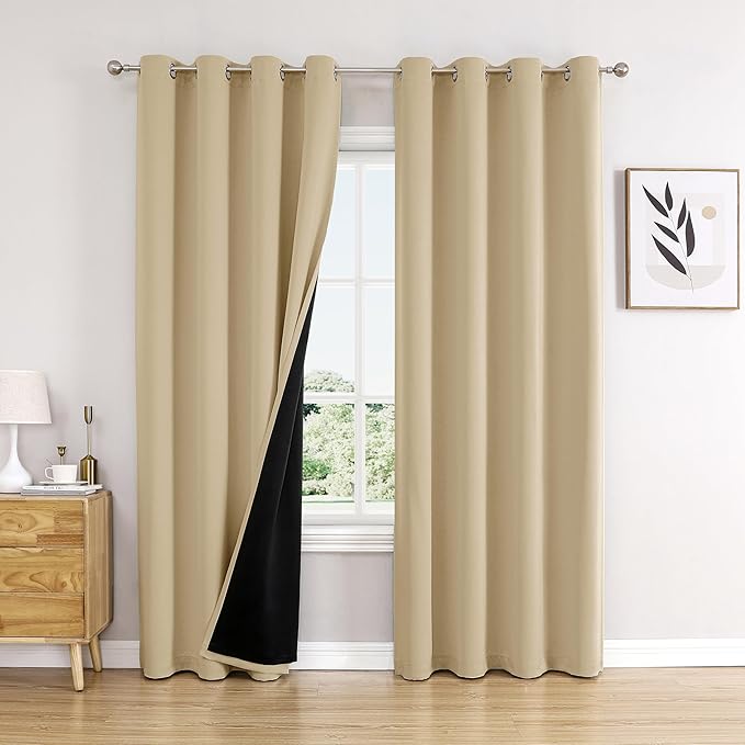 ChrisDowa 100% Blackout Curtains 80 inch Long