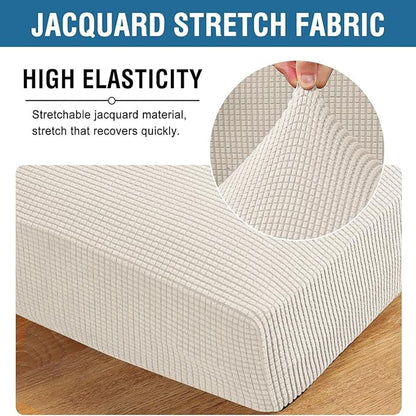 H.VERSAILTEX Super Stretch Individual Chaise Cover Sectional Couch Covers for L Shaped Sofa Both Left/Right Featuring Thick Jacquard Textured Twill Fabric (1 Piece Chaise Cover Large, Cream)
