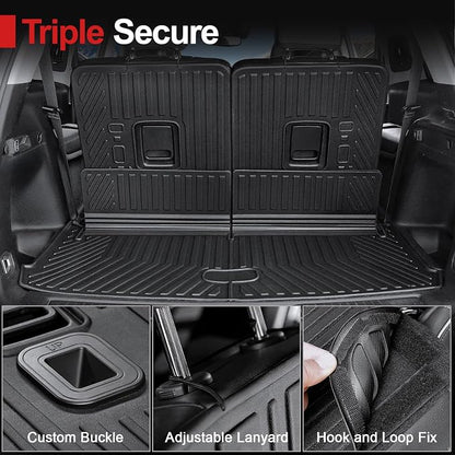 Floor Mats for 2021-2025 2026 Jeep Grand Cherokee L (6-Seater w/o 2nd Row Center Armrest Only), TPE All Weather Protection Durable Trunk Cargo Mat for Jeep Grand Cherokee L Accessories